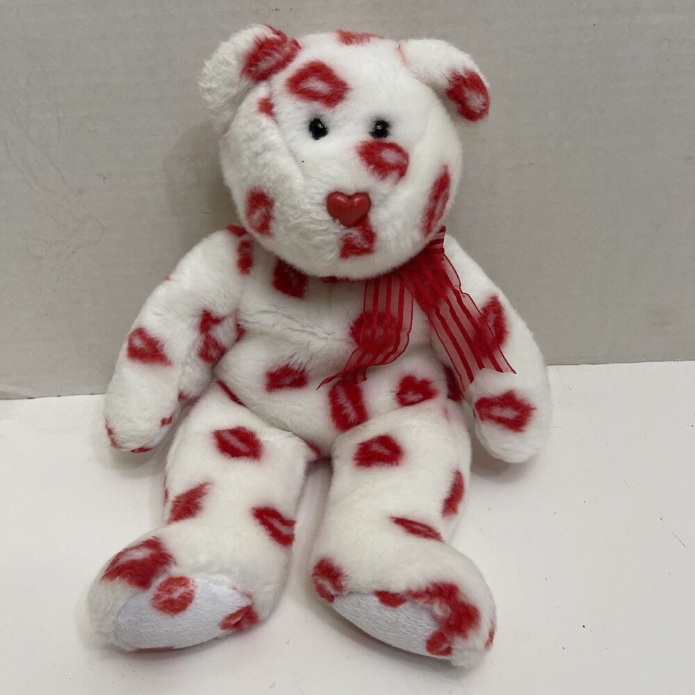 Ty Buddie Smooches The Bear Plush Tyson 14” Stuffed Animal 2001 Valentines Kiss